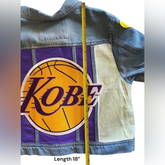 Hollywood Urban Cropped Upcycled Denim Jacket Fits L-XL - Picture 11 of 15